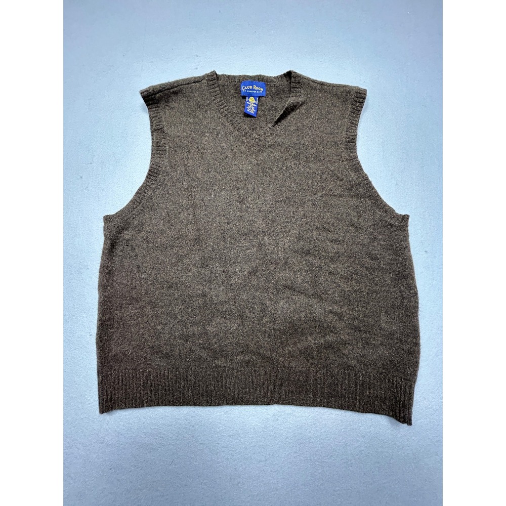 Club Room Sweater Vest 100% Lambswool Brown Heather XL Mens